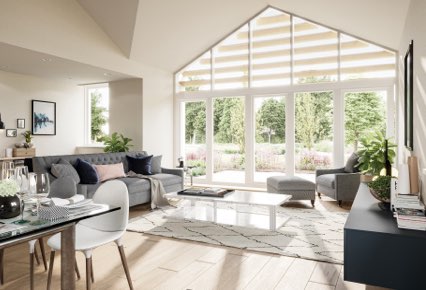 Modern living/dining interior showcasing space and light