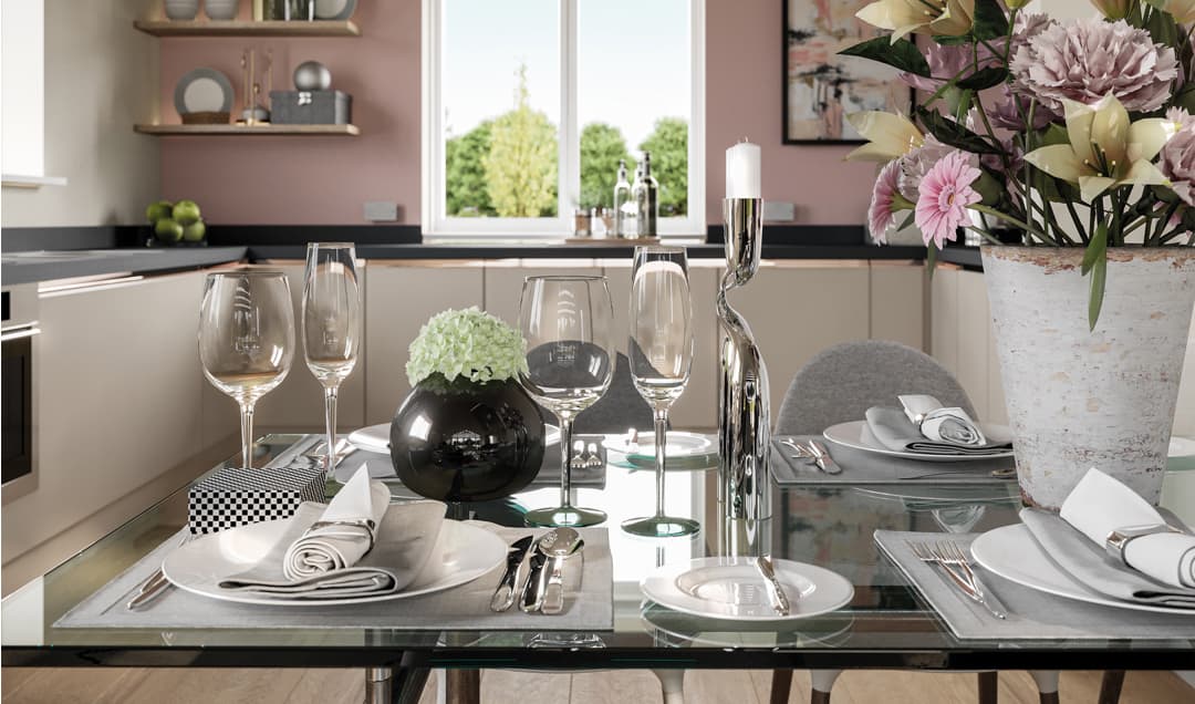 Interior CGI of dining room table