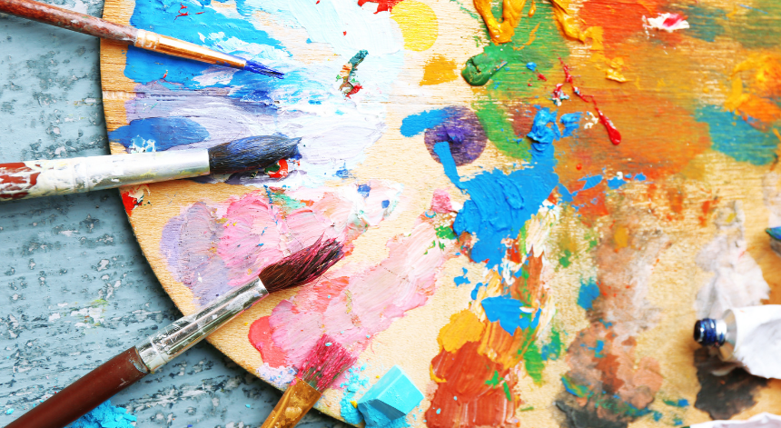 Burnham Art Trail 2026 - paint palette with brushes