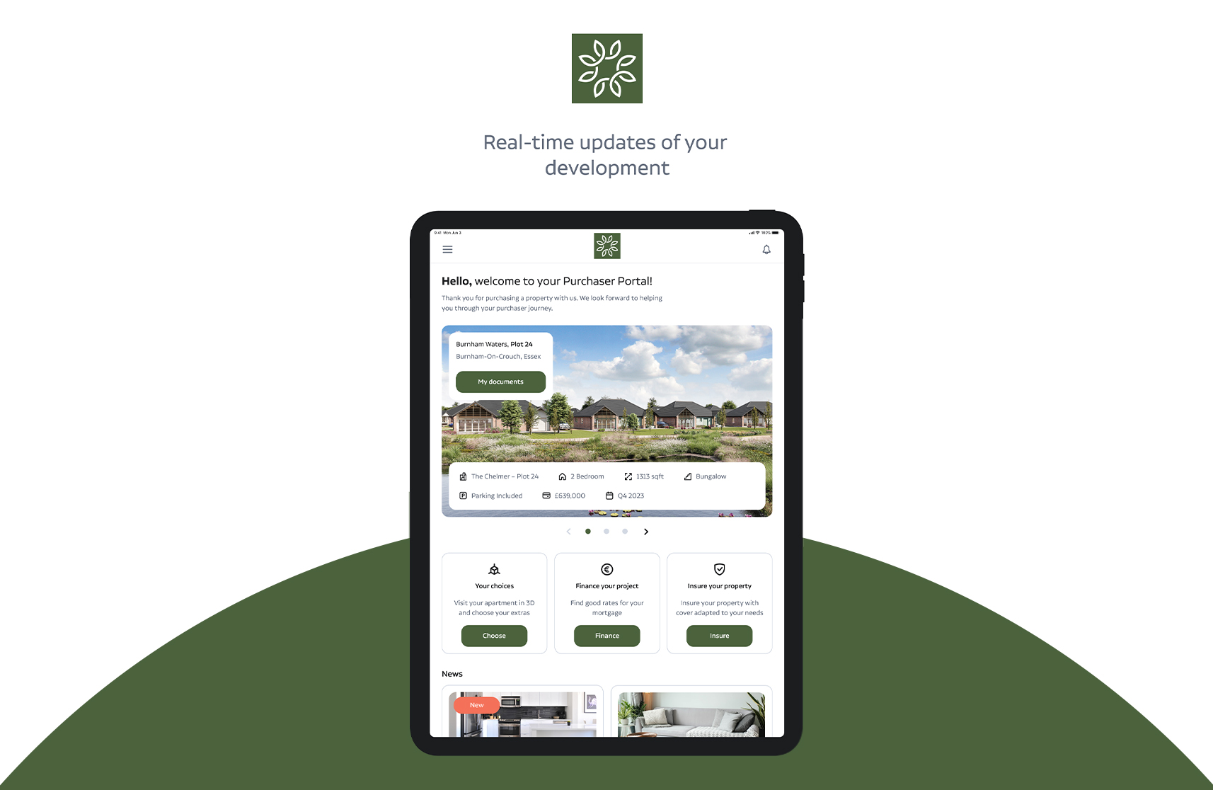 An image of the Burnham Waters Portal online, on a mobile device.