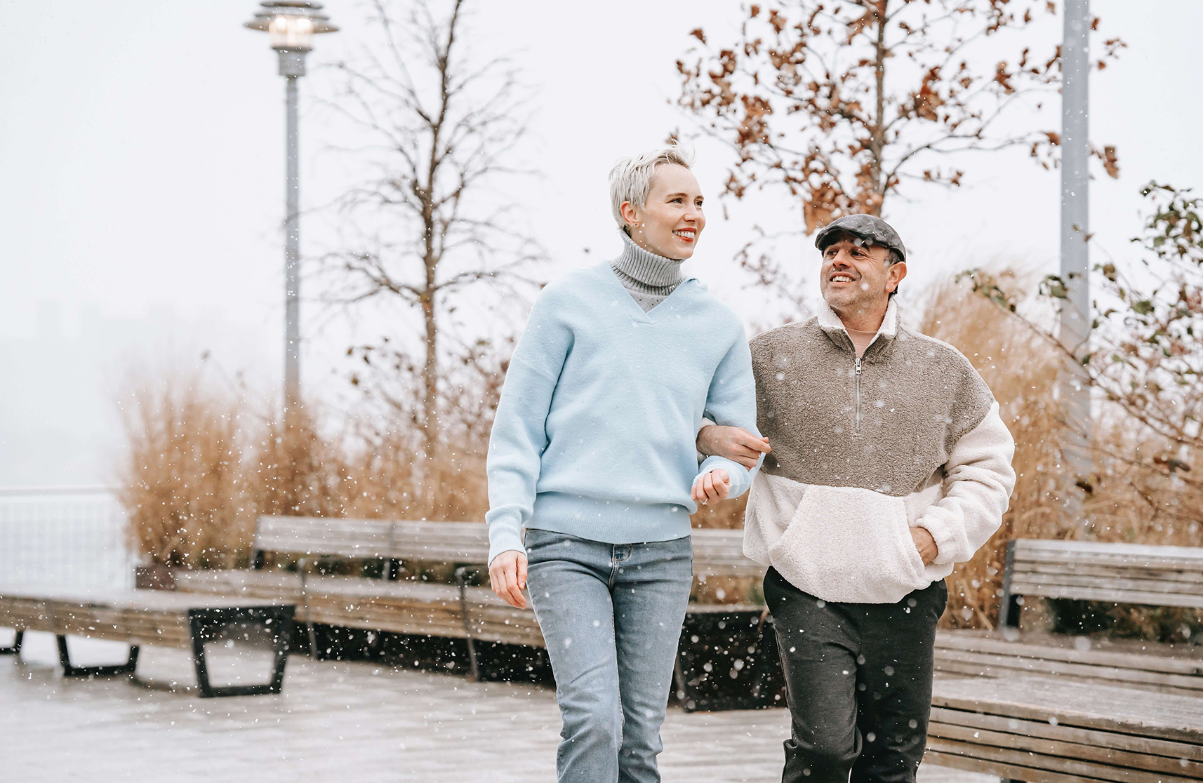 An image of a couple enjoying winter walks in Burnham on Crouch.