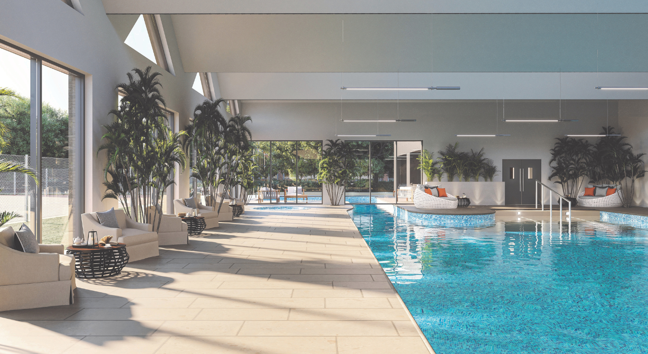 Retirement complexes UK - CGI of swimming pool at Burnham Waters in Essex