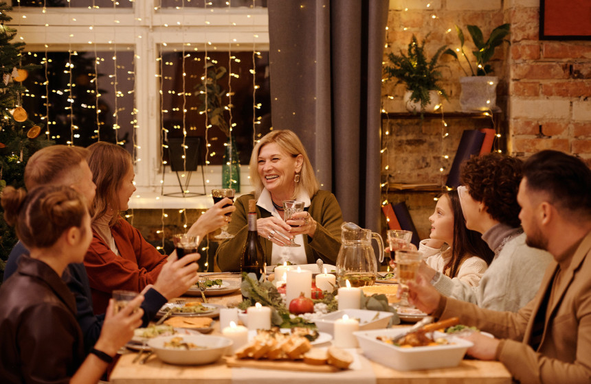 An image of residents of Burnham Waters having Christmas Dinner in Burnham on Crouch.
