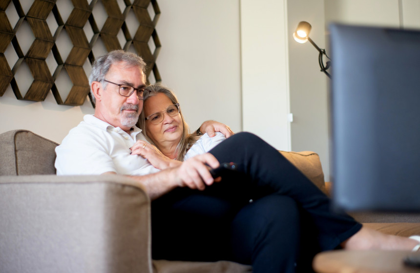 A couple embracing the new home features in our 55 and overs community.