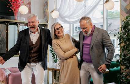 An image of retirees having a party on New Year's Eve to represent 2023 and new resolutions.