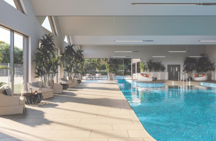 Retirement complexes UK - CGI of swimming pool at Burnham Waters in Essex